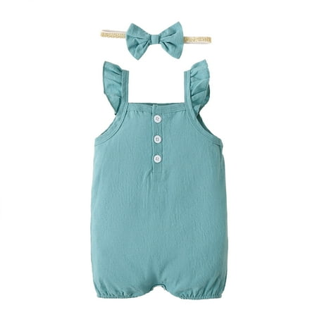 Kucnuzki Newborn Baby Girl Clothes 0 Months Summer Bodysuit 3 Months Sing Solid Color Button Neckline Cute Cozy Jumpsuit Bodysuit Headband 2PCS Set Green
Kucnuzki Newborn Baby Girl Clothes 0 Months Summer Bodysuit 3 Months Sing Solid Color Button Neckline Cute Cozy Jumpsuit Bodysuit Headband 2PCS Set Green