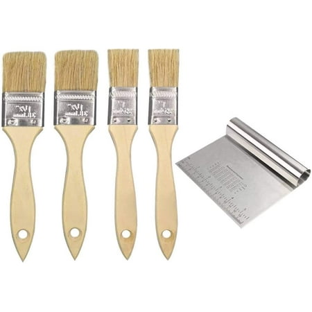 Pastry Brush for Baking and Bench Scraper Set Natural Boar Bristles Basting Brush & Stainless Steel Pastry Cutter with Etched Markings for BBQ Basting Cooking Dough Scraper & 4 pcs Brush
Pastry Brush for Baking and Bench Scraper Set Natural Boar Bristles Basting Brush & Stainless Steel Pastry Cutter with Etched Markings for BBQ Basting Cooking Dough Scraper & 4 pcs Brush