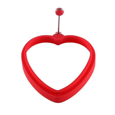 Mittory Silicone Heart-shaped Rings Pancake Mold With Handles Nonstick Frying