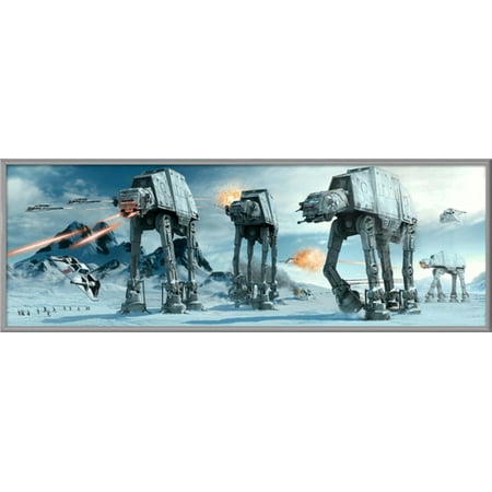 Star Wars: Episode V - The Empire Strikes Back - Framed Door Movie Poster / Print (The Battle Of Hoth - At-At Attack) (Size: 62" x 21")