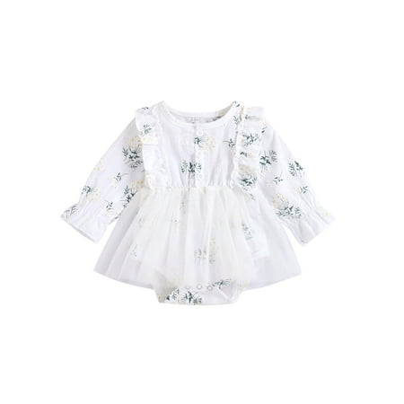Canrulo Infant Baby Girls Princess Romper Dress Lace Mesh Floral Ruffle Long Sleeve Jumpsuit Clothes White 0-3 Months
Canrulo Infant Baby Girls Princess Romper Dress Lace Mesh Floral Ruffle Long Sleeve Jumpsuit Clothes White 0-3 Months