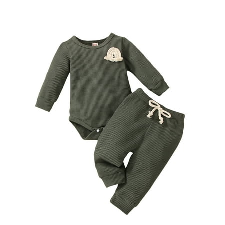 Fanvereka Baby Fashion Waffle Long Sleeve Rainbow Romper and Solid Color Tie-up Trousers
Fanvereka Baby Fashion Waffle Long Sleeve Rainbow Romper and Solid Color Tie-up Trousers
