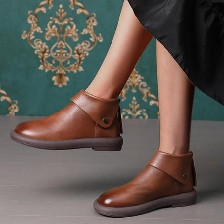 ZMHEGW Boots For Women Retro Style Solid Color Round Toe Flat Back Zipper Short Boots Shoes
ZMHEGW Boots For Women Retro Style Solid Color Round Toe Flat Back Zipper Short Boots Shoes