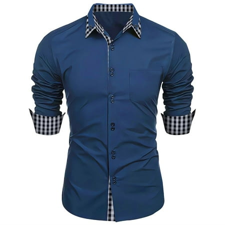 KDJ Men Casual Plaid Long Sleeve Blouse Button Down Shirts Fit Formal Dress Tops Tee
KDJ Men Casual Plaid Long Sleeve Blouse Button Down Shirts Fit Formal Dress Tops Tee