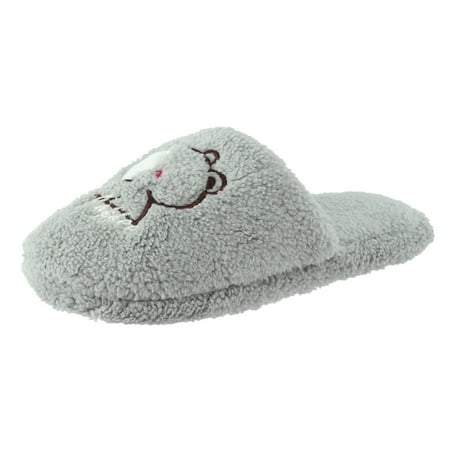 Puawkoer Ladies Cartoon Embroidered Bedroom Slippers Cotton Slippers Home Slippers Casual Shoes For Women