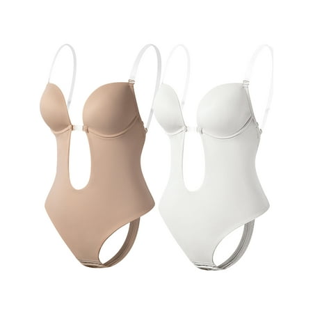 SHAPERIN Women s Backless Bodysuits U Plunge Seamless Thong Full Bodysuits