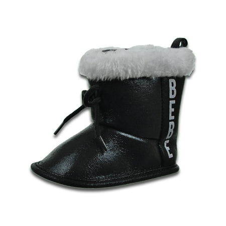 Bebe Baby Girls Faux Fur Taped Booties - black 3 - 6 months (Newborn)
