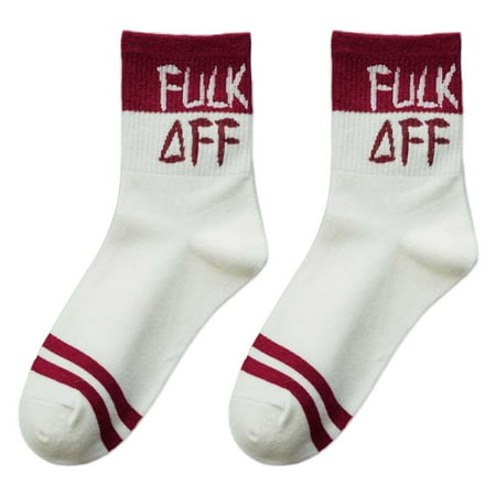 Funny English Letter Print Breathable Casual Sports Women Crew Socks Two Stripes Elastic Cuff
Funny English Letter Print Breathable Casual Sports Women Crew Socks Two Stripes Elastic Cuff