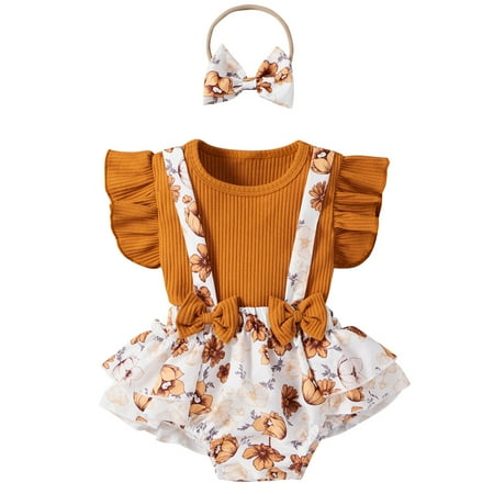 MAMOWEAR Baby Girl Outfits Summer Short Sleeve Ruffle Romper Strap Floral Shorts with Headband Newborn Baby Clothes
MAMOWEAR Baby Girl Outfits Summer Short Sleeve Ruffle Romper Strap Floral Shorts with Headband Newborn Baby Clothes