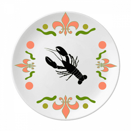 Black Shrimp Marine Life Illustration Flower Ceramics Plate Tableware Dinner Dish