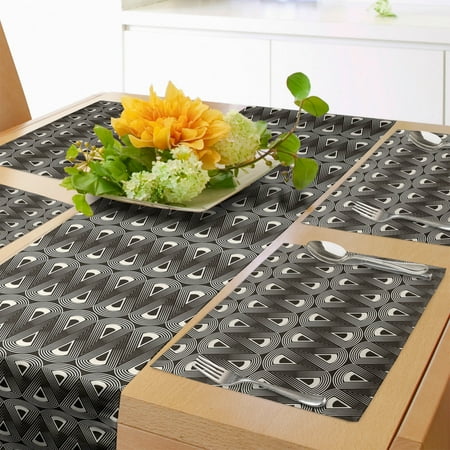 Geometric Table Runner & Placemats Antique Monochromatic Trippy 70 s Style Rhythmic Curved Triangles Set for Dining Table Decor Placemat 4 pcs + Runner 16 x72 Dark Brown and Ivory by Ambesonne
Geometric Table Runner & Placemats Antique Monochromatic Trippy 70 s Style Rhythmic Curved Triangles Set for Dining Table Decor Placemat 4 pcs + Runner 16 x72 Dark Brown and Ivory by Ambesonne