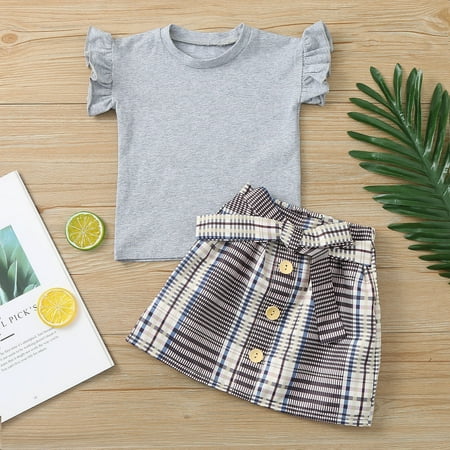 IROINNID Mid-Length Flare Skirt For Toddler Girls Round Neck Solid Ruffles Tops T-Shirt Plaid Skirts Set Outfits Short Sleeve Pullover Skirt Gray
IROINNID Mid-Length Flare Skirt For Toddler Girls Round Neck Solid Ruffles Tops T-Shirt Plaid Skirts Set Outfits Short Sleeve Pullover Skirt Gray
