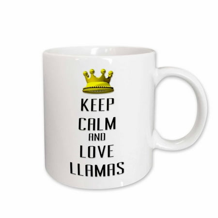 3dRose Gold Crown Keep Calm And Love Llamas Ceramic Mug 15-ounce