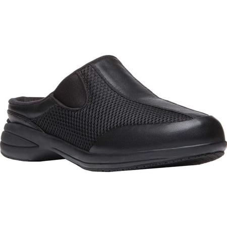 Women s Propet Washable Walker Mule Black Mesh/Full Grain Leather 9 2A