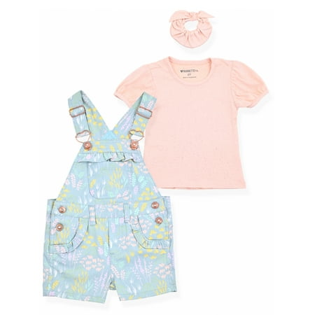 Nannette Toddler Girls Twill Shortall W/Headband Size 2T-4T