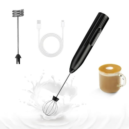

BreaDeep Milk Frother Handheld with 2 Heads Coffee Whisk Foam Mixer with USB Rechargeable 3 Speeds Electric Mini Hand Blender for Latte Cappuccino Hot Chocolate Egg - Black