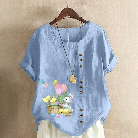 Kakina CMSX Clearance Womens Shirts for Summer Women Summer Sexy Print Regular Button Round Neck Short Sleeve Women Short Sleeves Top
Kakina CMSX Clearance Womens Shirts for Summer Women Summer Sexy Print Regular Button Round Neck Short Sleeve Women Short Sleeves Top