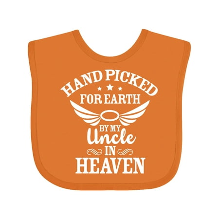 Inktastic Handpicked for Earth by My Uncle in Heaven with Angel Wings Gift Baby Boy or Baby Girl Bib
