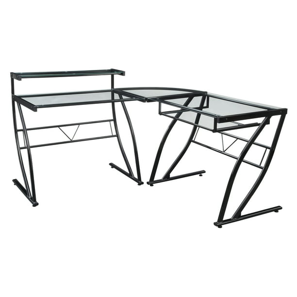 OSP Home Furnishings Constellation L Shaped Home Office Gaming Editing Desk