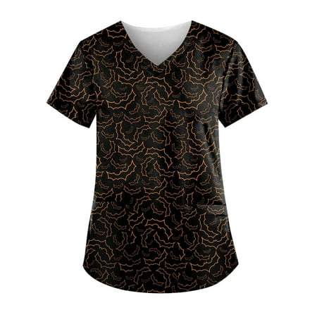PURJKPU Halloween Scrub Tops Women Stretchy Summer Cute Tee Tops Bats Print Nurse Uniforms Short Sleeve V Neck T Shirts Comfortable Nursing Tops with Pockets Black 2XL
PURJKPU Halloween Scrub Tops Women Stretchy Summer Cute Tee Tops Bats Print Nurse Uniforms Short Sleeve V Neck T Shirts Comfortable Nursing Tops with Pockets Black 2XL