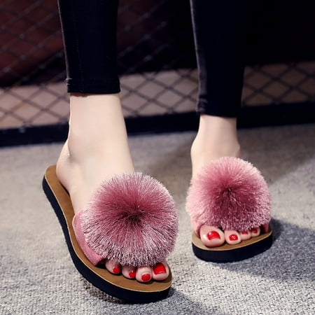 Slippers Women Beach Breathable Hair Ball Sandals Home Slipper Flip-Flops Flat Shoes
Slippers Women Beach Breathable Hair Ball Sandals Home Slipper Flip-Flops Flat Shoes