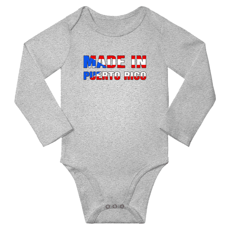 Made In Puerto Rico Baby Long Sleeve Clothing Bodysuits (Gray 24 Months)