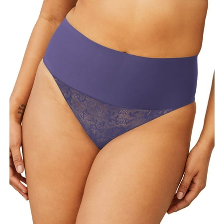 Women s Maidenform DM0049 Tame Your Tummy Lace Thong (Purple Aura Lace S)