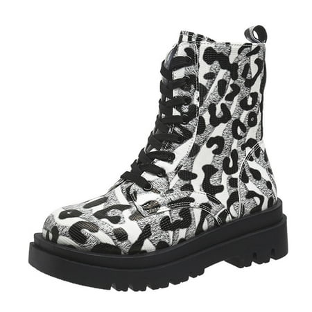 Hvyesh Women s Lace-Up Combat Boot Thick Bottom Round Toe Leopard Print British Fashion Heel Ankle Boots
Hvyesh Women s Lace-Up Combat Boot Thick Bottom Round Toe Leopard Print British Fashion Heel Ankle Boots