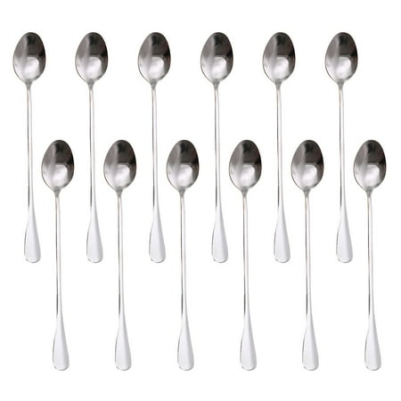 

12pcs Long Handle Iced Tea Spoon Coffee Ice Cream Scoop Stainless Steel Cocktail Stirring Spoons