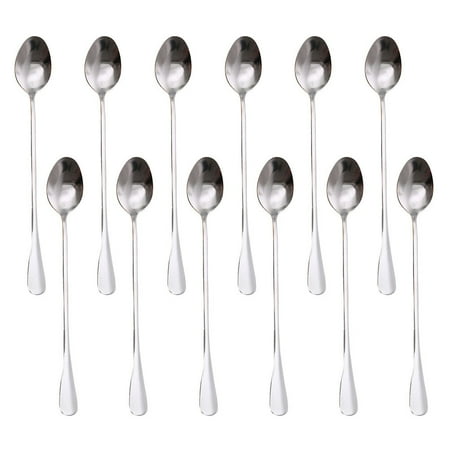 

12pcs Long Handle Iced Tea Spoon Coffee Ice Cream Scoop Stainless Steel Cocktail Stirring Spoons