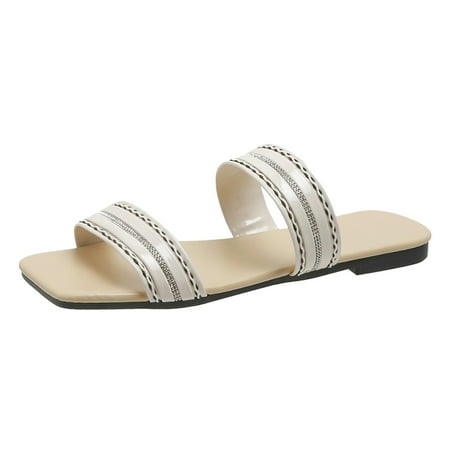 Youmylove Women Rhinestone Shiny Square Head Flat Bottom Outer Wear Open Toe Large Size Sandals Slippers Summer Comfy Daily Simple Walking Footwears
Youmylove Women Rhinestone Shiny Square Head Flat Bottom Outer Wear Open Toe Large Size Sandals Slippers Summer Comfy Daily Simple Walking Footwears