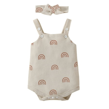 luethbiezx Baby Girls Summer Casual Sling Romper Sleeveless Floral/Rainbow/Shell Print Playsuit with Headband
luethbiezx Baby Girls Summer Casual Sling Romper Sleeveless Floral/Rainbow/Shell Print Playsuit with Headband