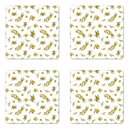 Leaf Coaster Set of 4 Mediterranean Watercolor Branches and Leaves of Olives with Nature Art Print Square Hardboard Gloss Coasters Standard Size Green Yellow Olive by Ambesonne
Leaf Coaster Set of 4 Mediterranean Watercolor Branches and Leaves of Olives with Nature Art Print Square Hardboard Gloss Coasters Standard Size Green Yellow Olive by Ambesonne