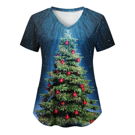 Women Scrubs Top Nurses Clothing Working Uniform Top Care Workwear Fashion V-Neck Shirt Christmas Printed Short Sleeve Work Shirt Pocket Top
Women Scrubs Top Nurses Clothing Working Uniform Top Care Workwear Fashion V-Neck Shirt Christmas Printed Short Sleeve Work Shirt Pocket Top