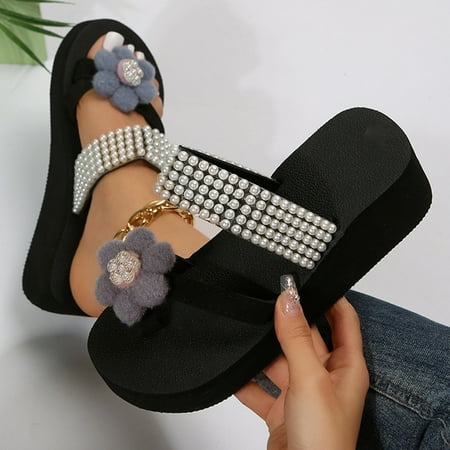 XIAQUJ Ladies Shoes Wedge Thick Sole Pearl Flower Flip Flops Fashion Outdoor Beach Slippers Sandals for Women Blue 8(40)
XIAQUJ Ladies Shoes Wedge Thick Sole Pearl Flower Flip Flops Fashion Outdoor Beach Slippers Sandals for Women Blue 8(40)
