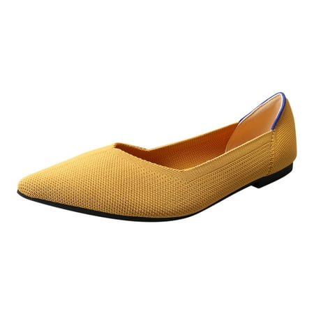 Cathalem Women Flying Knitted Single Shoes Doudou Knitted Flat Shoes Large Size Pointed Toe Scoop Shoes Yellow 37
Cathalem Women Flying Knitted Single Shoes Doudou Knitted Flat Shoes Large Size Pointed Toe Scoop Shoes Yellow 37