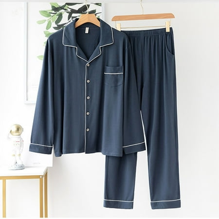 Fiudx Men Casual Solid Cardigan Long Sleeves Sleepwear Tops And Pants Turndown Suit 88
Fiudx Men Casual Solid Cardigan Long Sleeves Sleepwear Tops And Pants Turndown Suit 88