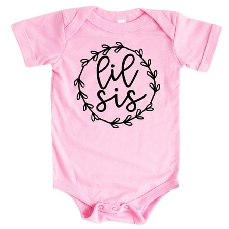 Olive Loves Apple Big Sis Lil Sis T-Shirts and Bodysuits for Baby and Toddler Girls Sibling Outfits Pink Bodysuit Newborn