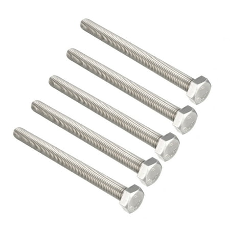 M10 Thread 120mm 304 Stainless Steel Hex Head Screws Bolts 5 pcs
