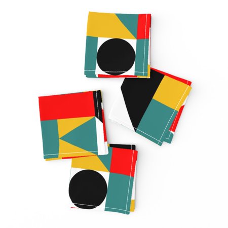 Cocktail Napkins Bauhaus Circle Square Triangle Geometric Set of 4