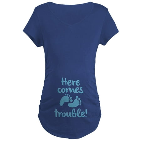 CafePress - Here Comes Trouble Maternity T Shirt - Maternity Dark T-Shirt