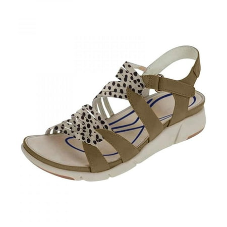 Homedles Sandals for Women- Casual Open toe Gift for Women Flat Comfortable Summer Gladiator Sandals Khaki 42