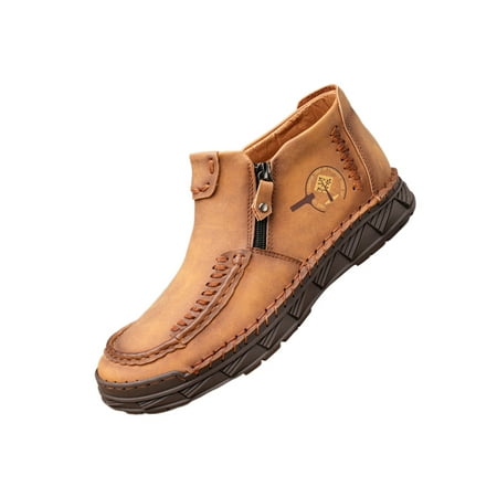 Eloshman Men Casual Shoe Comfort Ankle Booties Zipper Leather Shoes Outdoor Non Slip Hand Stitching Boots Breathable Brown with Plush Lined 6
Eloshman Men Casual Shoe Comfort Ankle Booties Zipper Leather Shoes Outdoor Non Slip Hand Stitching Boots Breathable Brown with Plush Lined 6