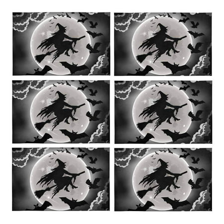 MKHERT Witch Silhouette with Bats Funny Halloween Theme Placemats Table Mats for Dining Room Kitchen Table Decoration 12x18 inch Set of 6
MKHERT Witch Silhouette with Bats Funny Halloween Theme Placemats Table Mats for Dining Room Kitchen Table Decoration 12x18 inch Set of 6