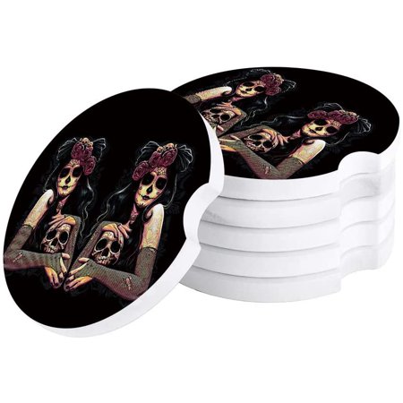 ZHANZZK Horror Skull Girl Set of 2 Car Coaster for Drinks Absorbent Ceramic Stone Coasters Cup Mat with Cork Base for Home Kitchen Room Coffee Table Bar Decor
ZHANZZK Horror Skull Girl Set of 2 Car Coaster for Drinks Absorbent Ceramic Stone Coasters Cup Mat with Cork Base for Home Kitchen Room Coffee Table Bar Decor