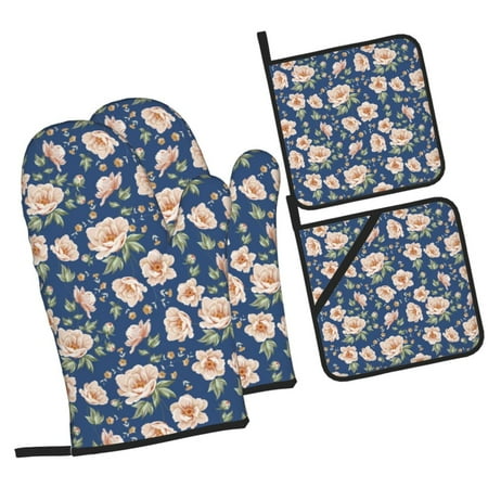 Honeii Flower Pattern Oven Mitts and Pot Holders Silicone Oven Gloves 500 F Heat Resistant Oven Mitts Sets 4PCS
Honeii Flower Pattern Oven Mitts and Pot Holders Silicone Oven Gloves 500 F Heat Resistant Oven Mitts Sets 4PCS