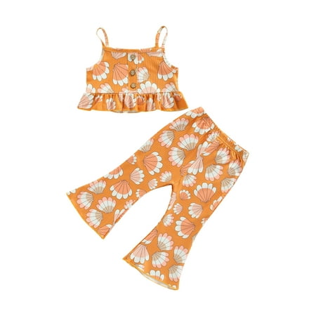 Canrulo Summer Lovely Kids Girls 2pcs Clothes Flowers Printed Strap Sleeveless Ruffles Vest Tops+Flare Pants Sets Yellow 3-4 Years
Canrulo Summer Lovely Kids Girls 2pcs Clothes Flowers Printed Strap Sleeveless Ruffles Vest Tops+Flare Pants Sets Yellow 3-4 Years
