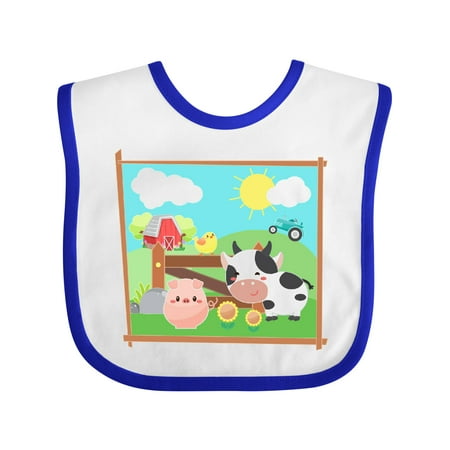 Inktastic Farm Animals with Cow Chick and Pig Gift Baby Boy or Baby Girl Bib