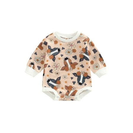 Frobukio Toddler Baby Boys Girls Spring Romper Cartoon Cow Head Cactus Floral Print Long Sleeves Round Neck Jumpsuit Light Pink 18-24 Months
Frobukio Toddler Baby Boys Girls Spring Romper Cartoon Cow Head Cactus Floral Print Long Sleeves Round Neck Jumpsuit Light Pink 18-24 Months
