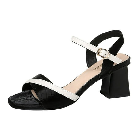SEMIMAY Sandals For Women Ladies Heel High Heel Fish Mouth Sandals Black